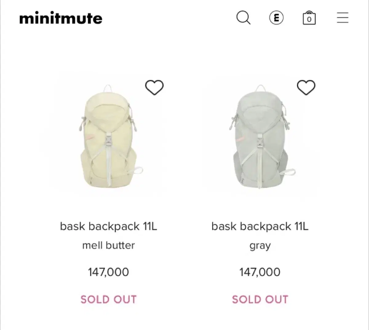 minitmute Bask Backpack 11L Gray MINITMUTE | 미닛뮤트 (New) Minmu